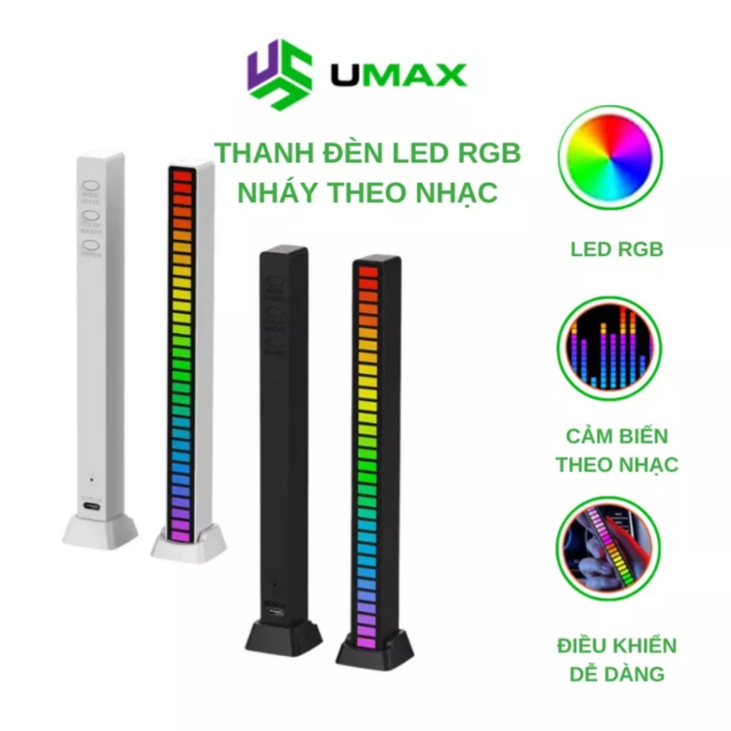 Thanh led RGB nháy theo nhạc 16 TRIỆU MÀU điều khiển bằng cảm biến âm thanh siêu nhạy đèn trang trí decor phòng