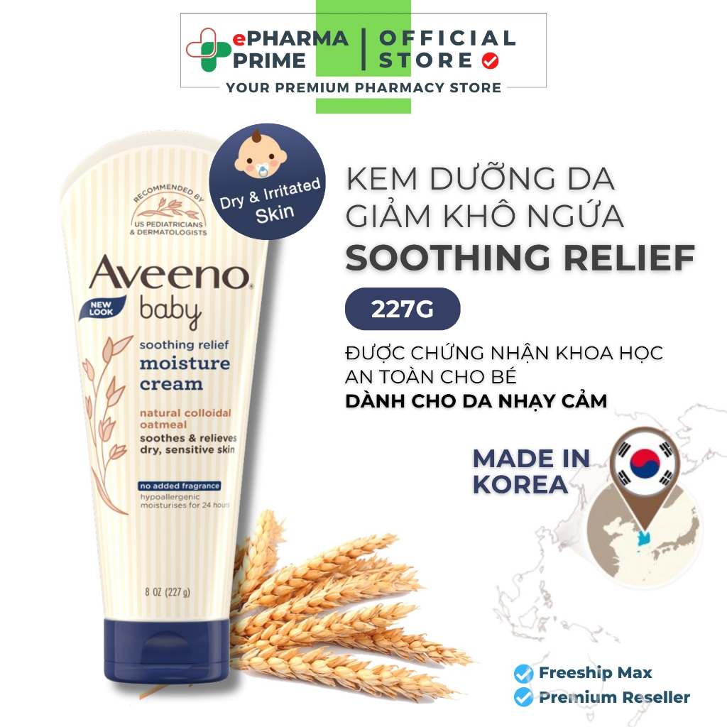 Kem dưỡng ẩm Aveeno Baby Soothing Relief cho da khô và nhạy cảm 227g