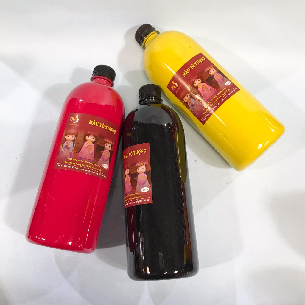 Bộ 20 Màu Nước Tô Tượng Thạch Cao Pha Sẵn Màu Thường HUNGACOLOR Chai 1000ml Kèm Vòi Nhấn