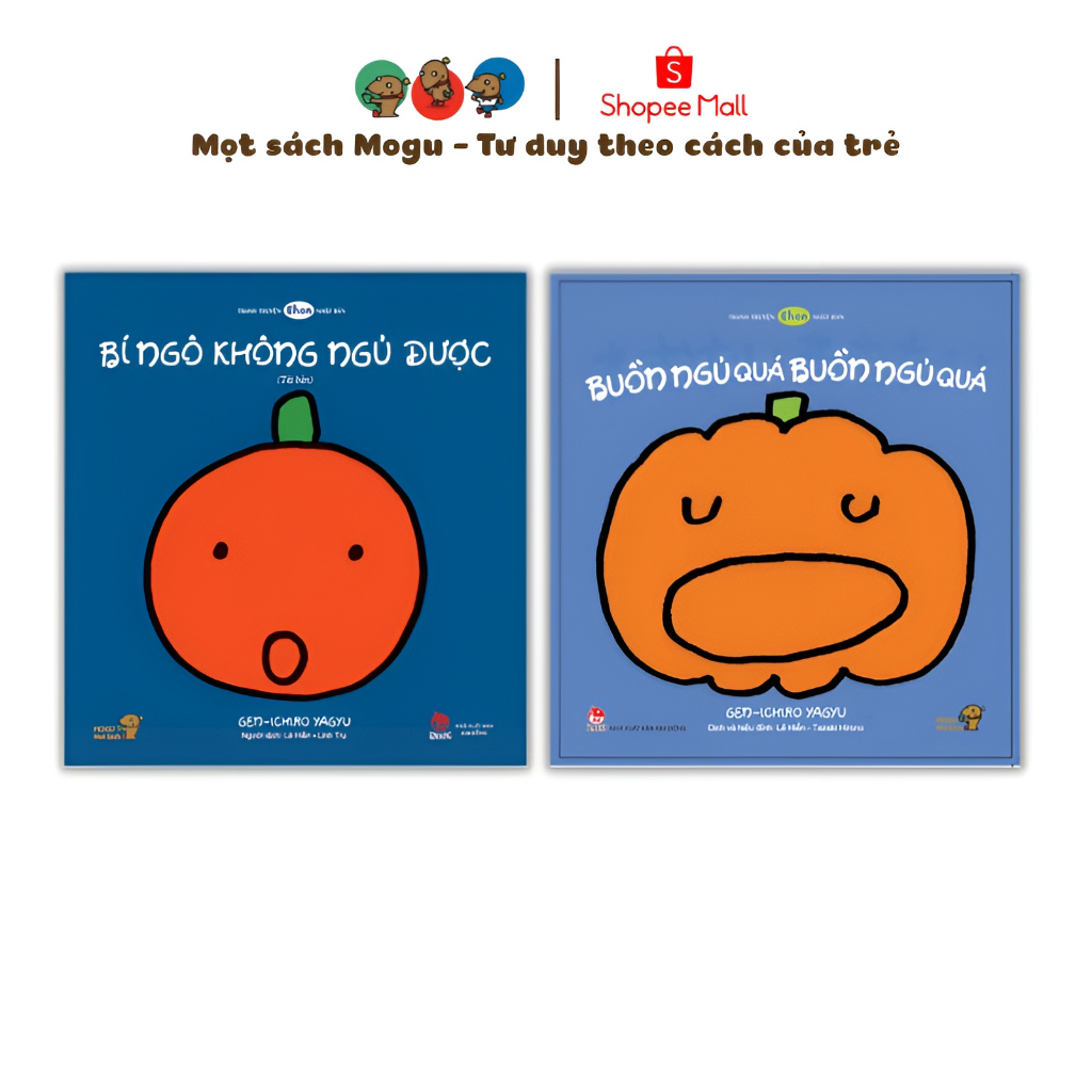Sách ehon cho bé 0 2 tuổi - Combo Bí ngô không ngủ được, Buồn ngủ quá (Tranh truyện ehon Nhật Bản cho bé)