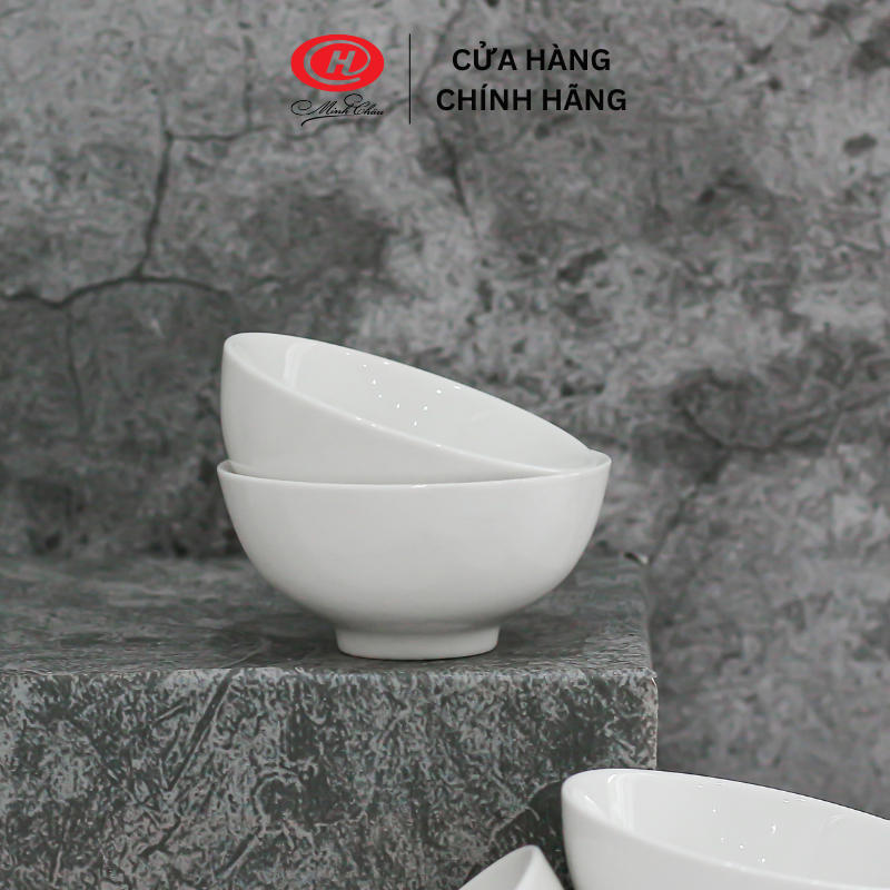 Bộ 6 bát chấm sứ Minh Châu trắng trơn - C03B6