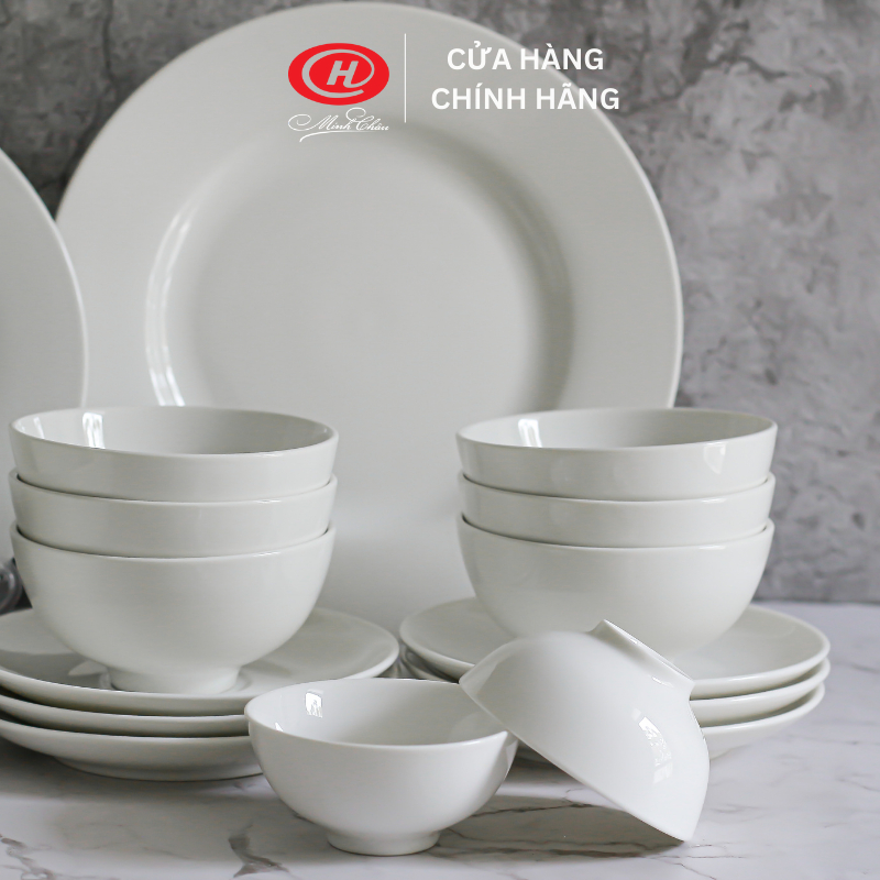 Bộ 6 bát chấm sứ Minh Châu trắng trơn - C03B6
