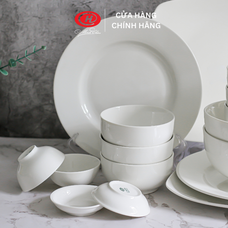 Bộ 6 bát chấm sứ Minh Châu trắng trơn - C03B6
