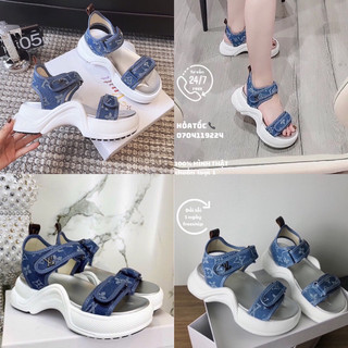 Sandal lv denim quai dán đế xuồng cao 5p fullbox