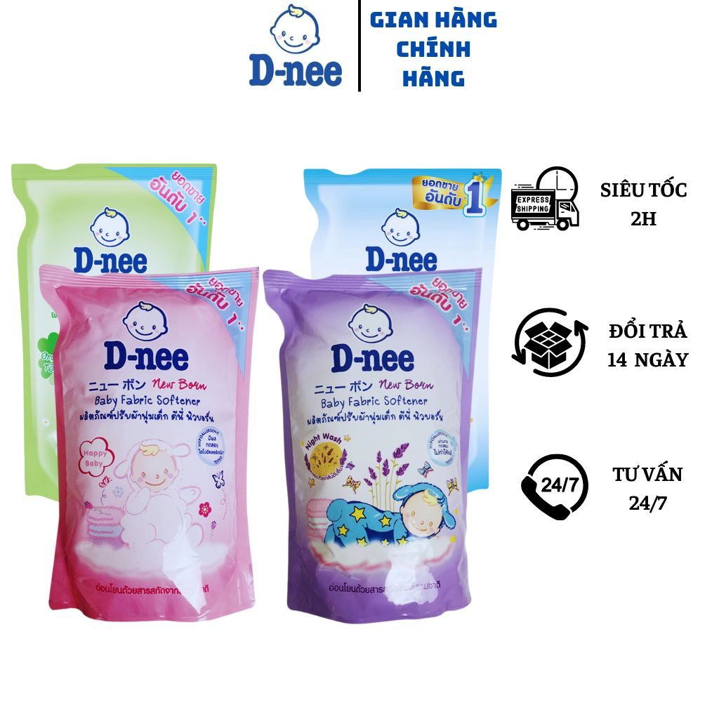 ComBo 4 Túi Nước xả vải Dnee Thái Lan Túi 550ml làm mềm vải nhiều mùi hương cho bé..