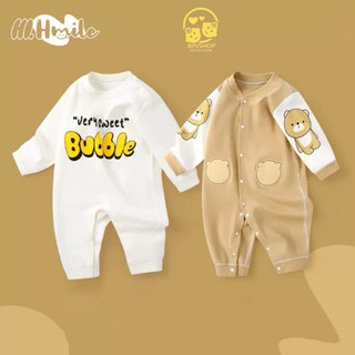 Bodysuit cho bé dài tay Hình Gấu dễ thương Áo liền quần cho bé chất Cotton mềm mịn mẫu quần áo sơ sinh cho bé 0-12M 