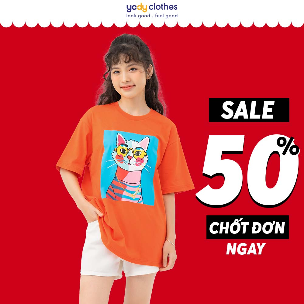 Áo Phông Nữ Cotton USA YODY In Hình Cá Tính Đẹp TSN6064