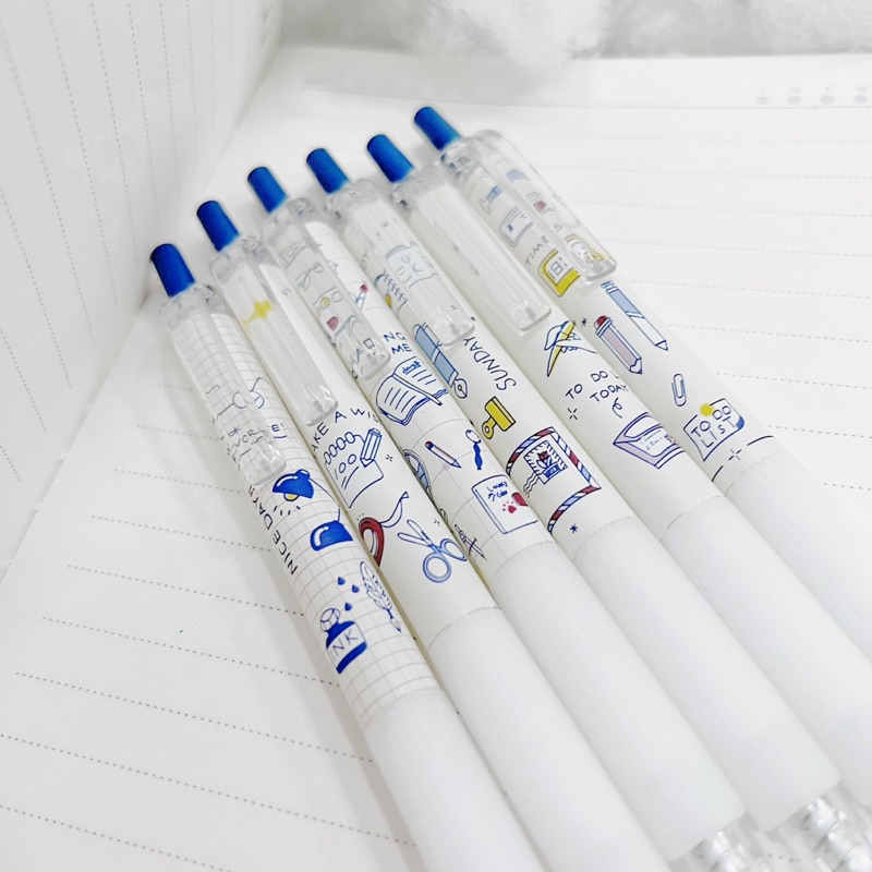 Bộ 6 Bút Bi Mực Đen Ngòi 0.5mm siêu dễ thương