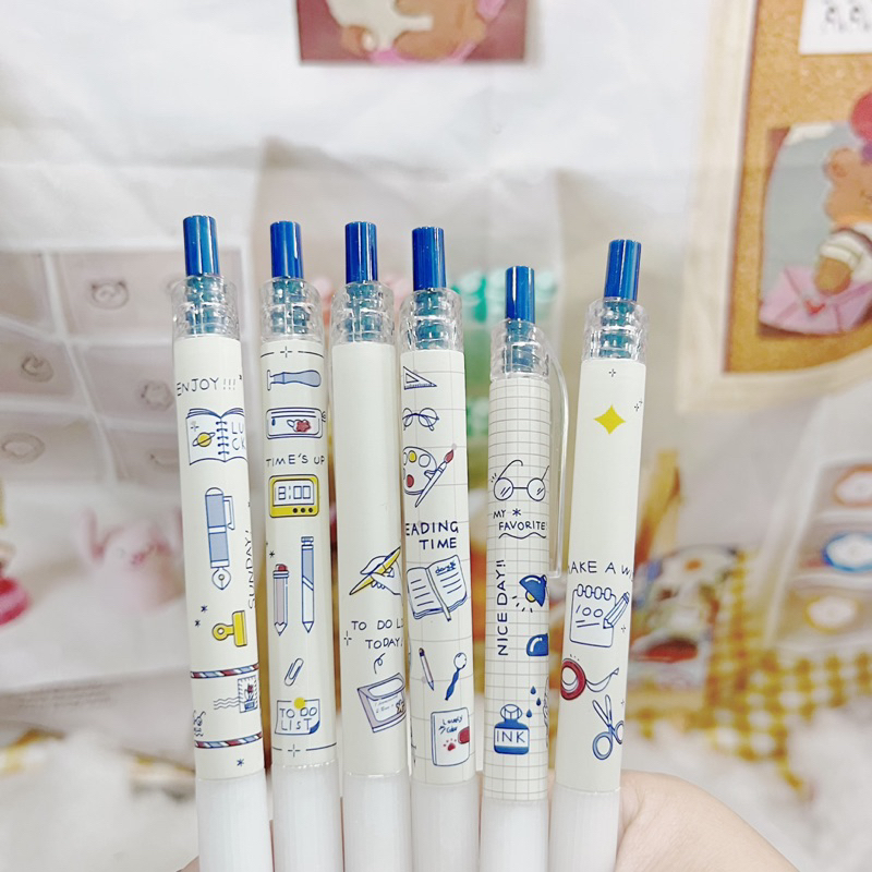 Bộ 6 Bút Bi Mực Đen Ngòi 0.5mm siêu dễ thương