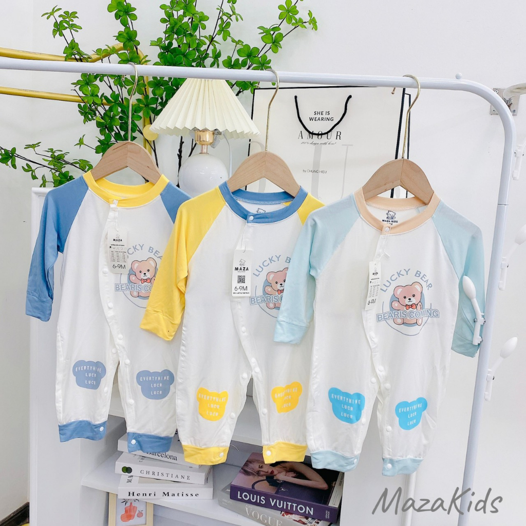 Body dài tay thun lạnh hình gấu Bear cho bé