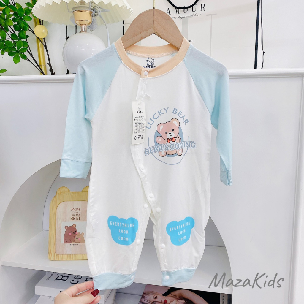 Body dài tay thun lạnh hình gấu Bear cho bé
