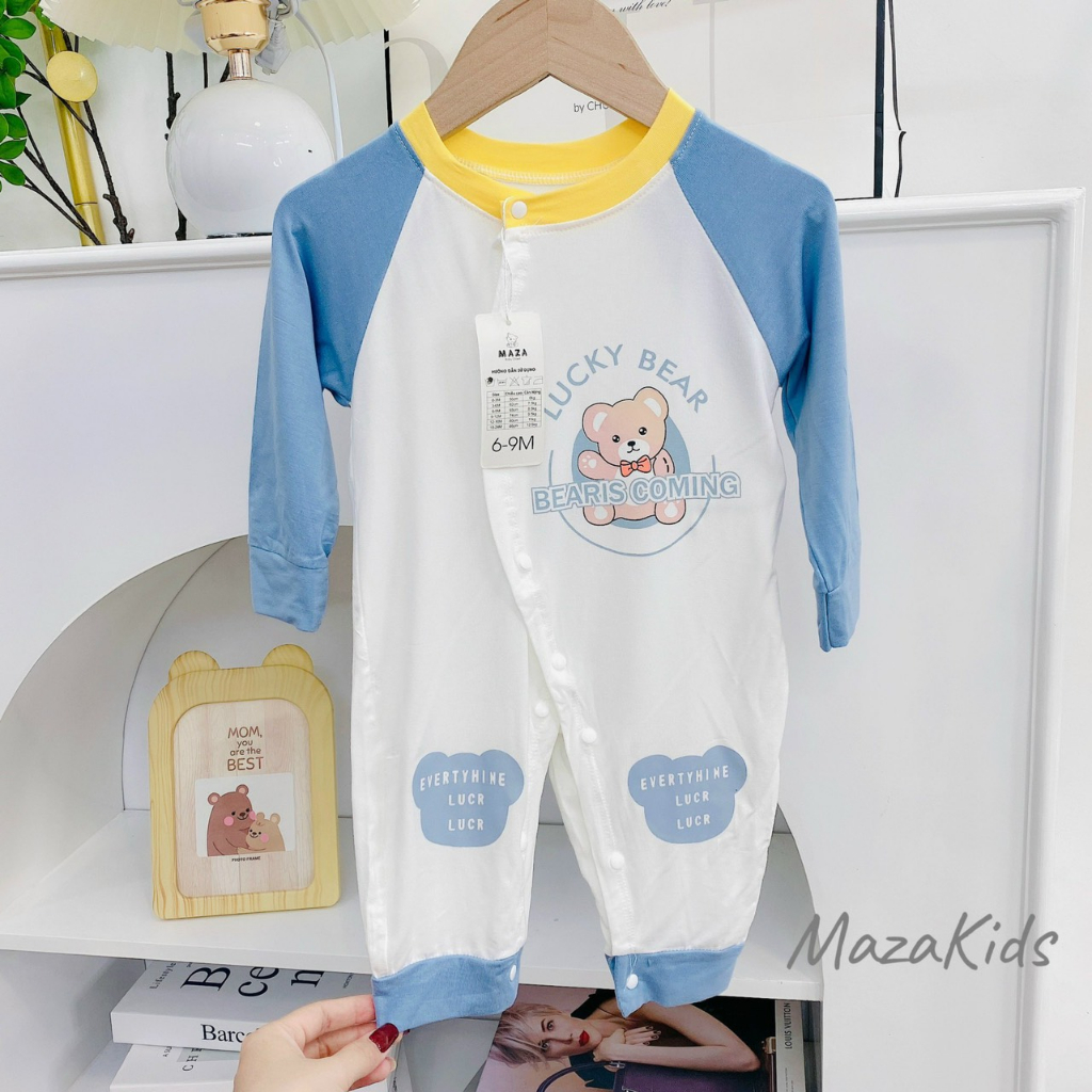 Body dài tay thun lạnh hình gấu Bear cho bé