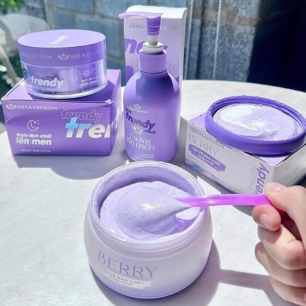Ủ trắng body, kem ủ trắng body Lên Men Trendy ,Tẩy Tế Bào Chết Body Scrub, Meea Premium giảm thô ráp cho da sần sùi da