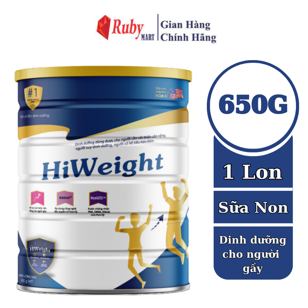 Sữa non tăng cân Hiweight 650g sữa bột dành cho người gầy và trẻ trên 10 tuổi