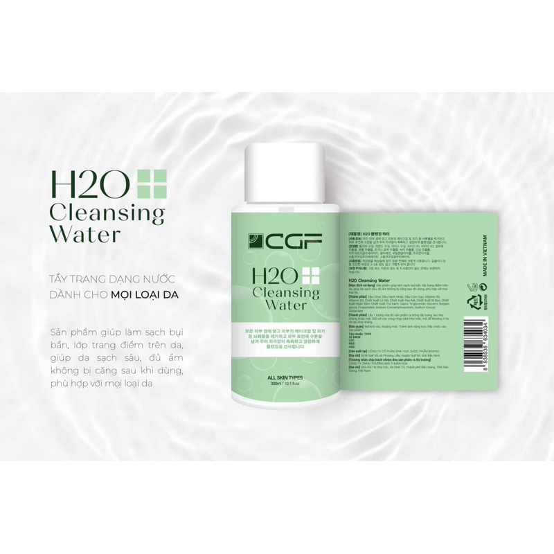 (CHÍNH HÃNG💯) H20 CGF Cleansing water