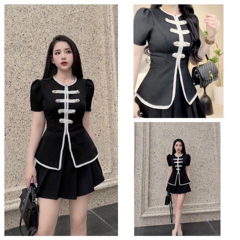 SET ĐEN PEPUM PHỐI NÚT VIỀN DẠ