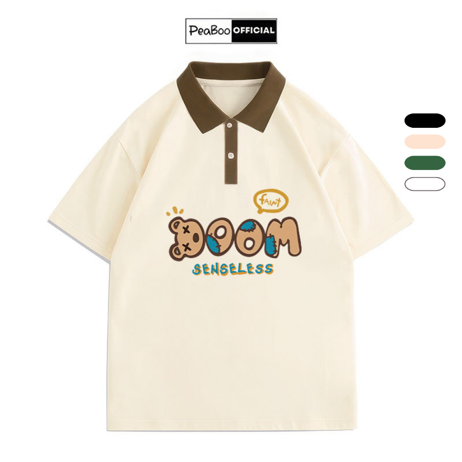 Áo Polo Nữ, Áo Polo Unisex By PEABOO Mã PL BST05 Chất Cotton Mềm Mát Form Rộng Cho Nam Nữ