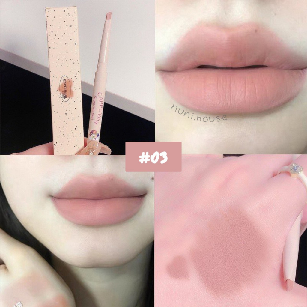 Chì kẻ môi CAPPUVINI mềm mịn nhung lì bền màu dễ kẻ lâu trôi Milk Mist Series Lip Liner