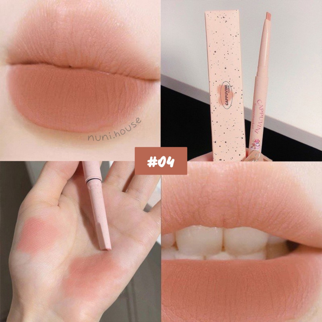 Chì kẻ môi CAPPUVINI mềm mịn nhung lì bền màu dễ kẻ lâu trôi Milk Mist Series Lip Liner
