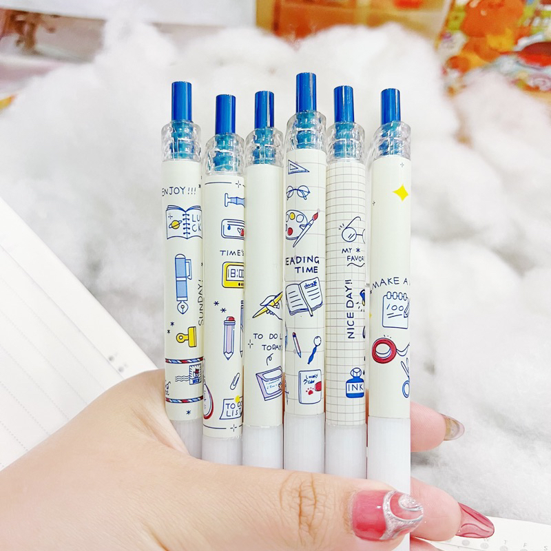 Bộ 6 Bút Bi Mực Đen Ngòi 0.5mm siêu dễ thương