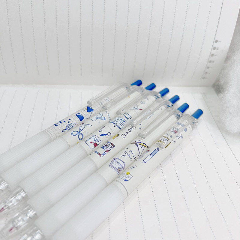 Bộ 6 Bút Bi Mực Đen Ngòi 0.5mm siêu dễ thương