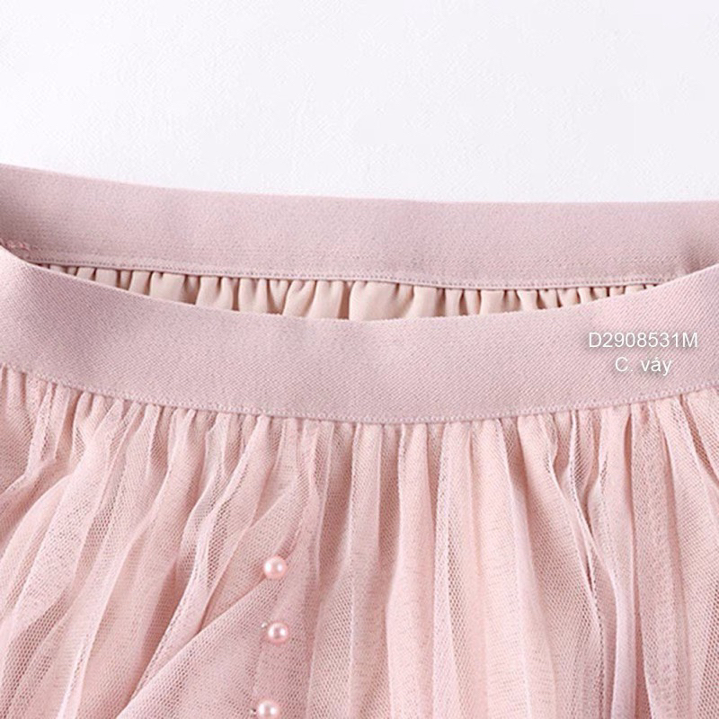 Chân váy voan lưới dài xoè xếp li đính hột hàng QC!