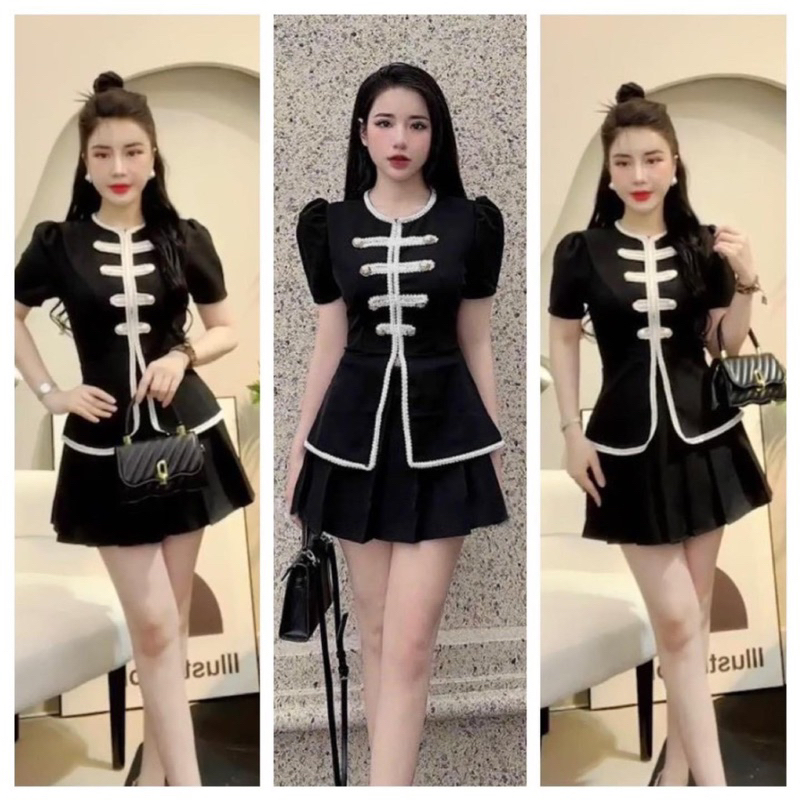 SET ĐEN PEPUM PHỐI NÚT VIỀN DẠ