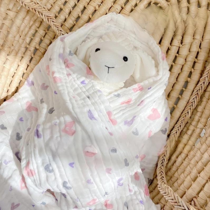 Khăn tắm Nous 6 lớp Nu Muslin Họa Tiết chất liệu mềm, mát Cho bé trai bé gái