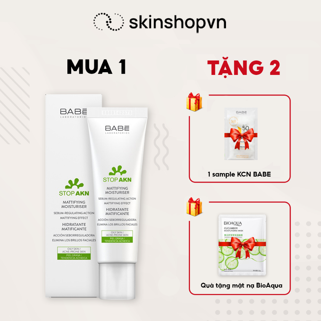 Kem dưỡng BABÉ Stop AKN Mattifying Moisturiser 50ml cho da dầu mụn