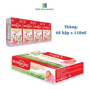 Sữa Pha Sẵn Buddilac Grow DHA - Phát Triển Chiều Cao, Trí Não Cho Bé Trên 1 Tuổi (1 thùng 48 hộp 110ml)