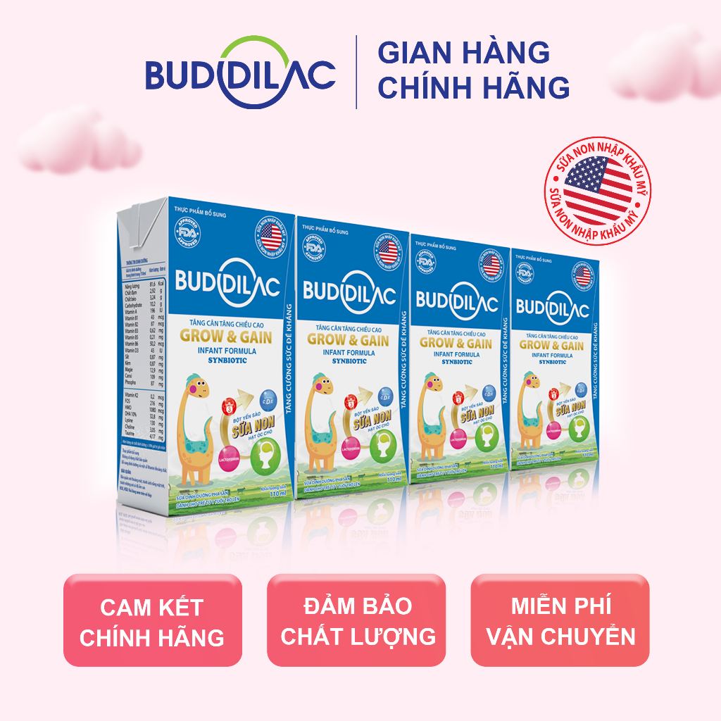 Sữa Công Thức Pha Sẵn Buddilac Grow & Gain – Giúp Tăng Cân, Tăng Chiều Cao cho bé trên 1 tuổi