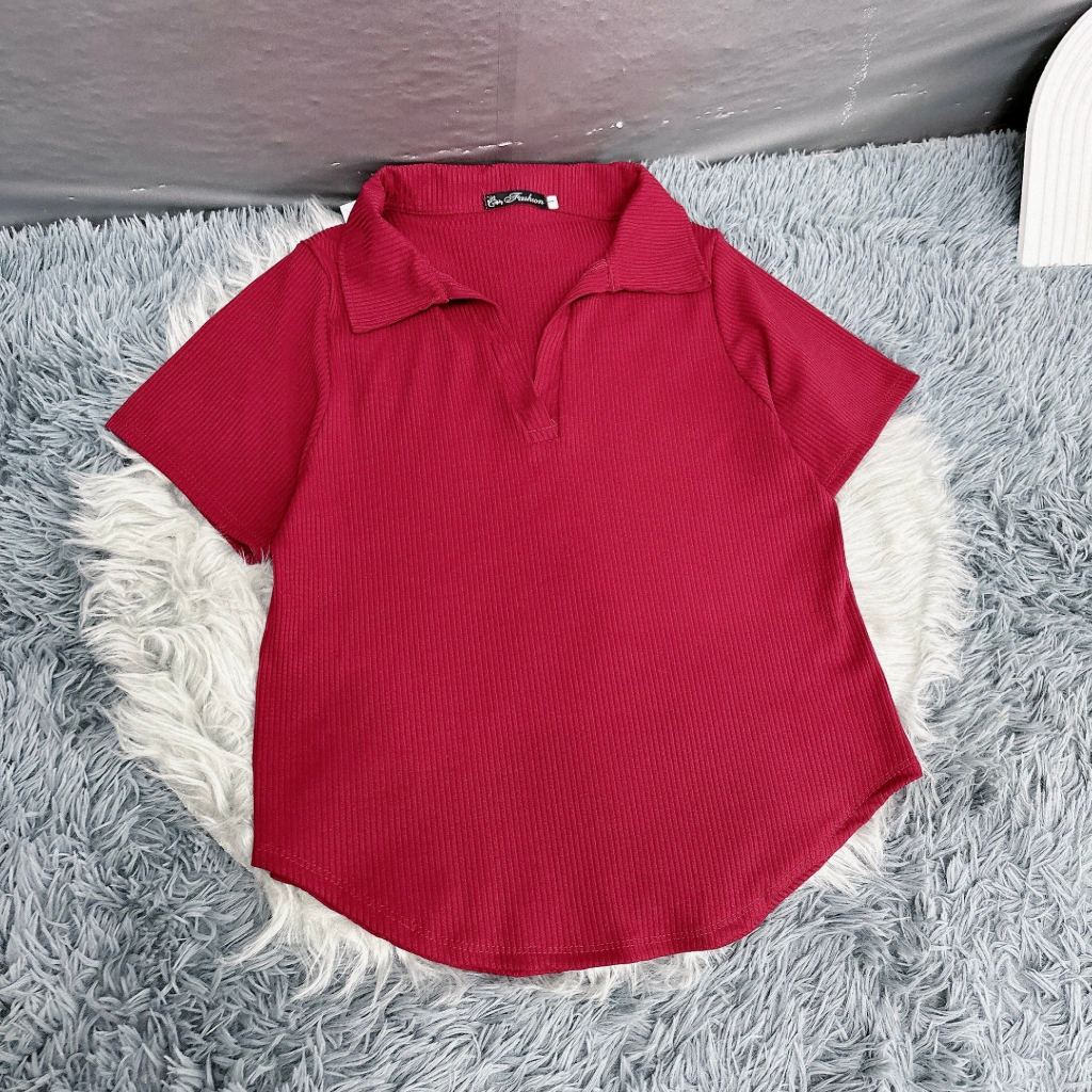 Áo Polo nữ freesize đến bigszie chất thun gân tắm co giản thoáng mát hút mồ hôi tay ngắn vạt bầu - G120