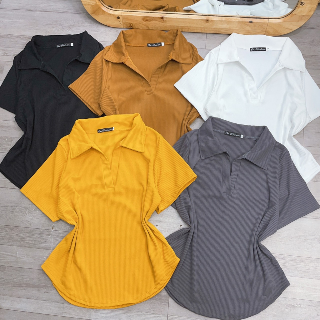 Áo Polo nữ freesize đến bigszie chất thun gân tắm co giản thoáng mát hút mồ hôi tay ngắn vạt bầu - G120