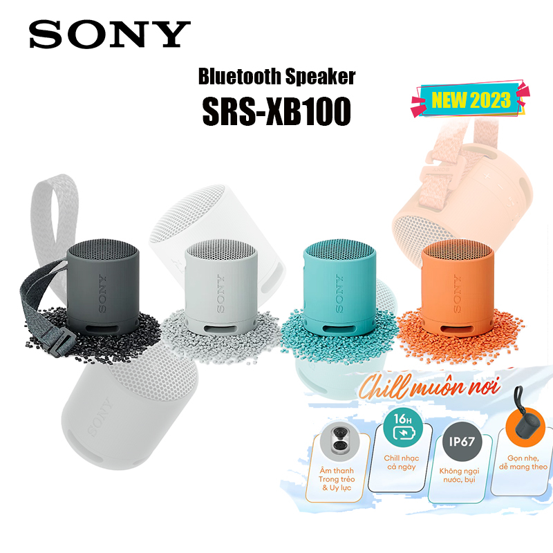 Loa Bluetooth Mini Chống Nước Sony XB100, Nhỏ Gọn Cá Tính - Âm Bass Mạnh Mẽ Sôi Động (SRS-XB100)