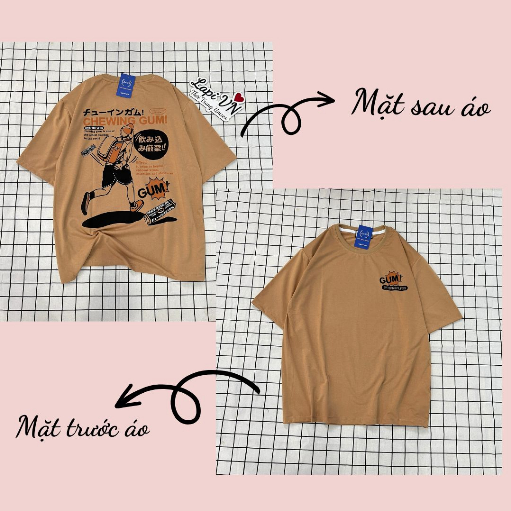 Đồ Bộ Mẫu Chữ GUM, Áo In 2 Mặt Kết Hợp Quần Lửng Form Unisex Lapi VN, Set Cartoon, Freesize, Nam Nữ Đều Mặc Được