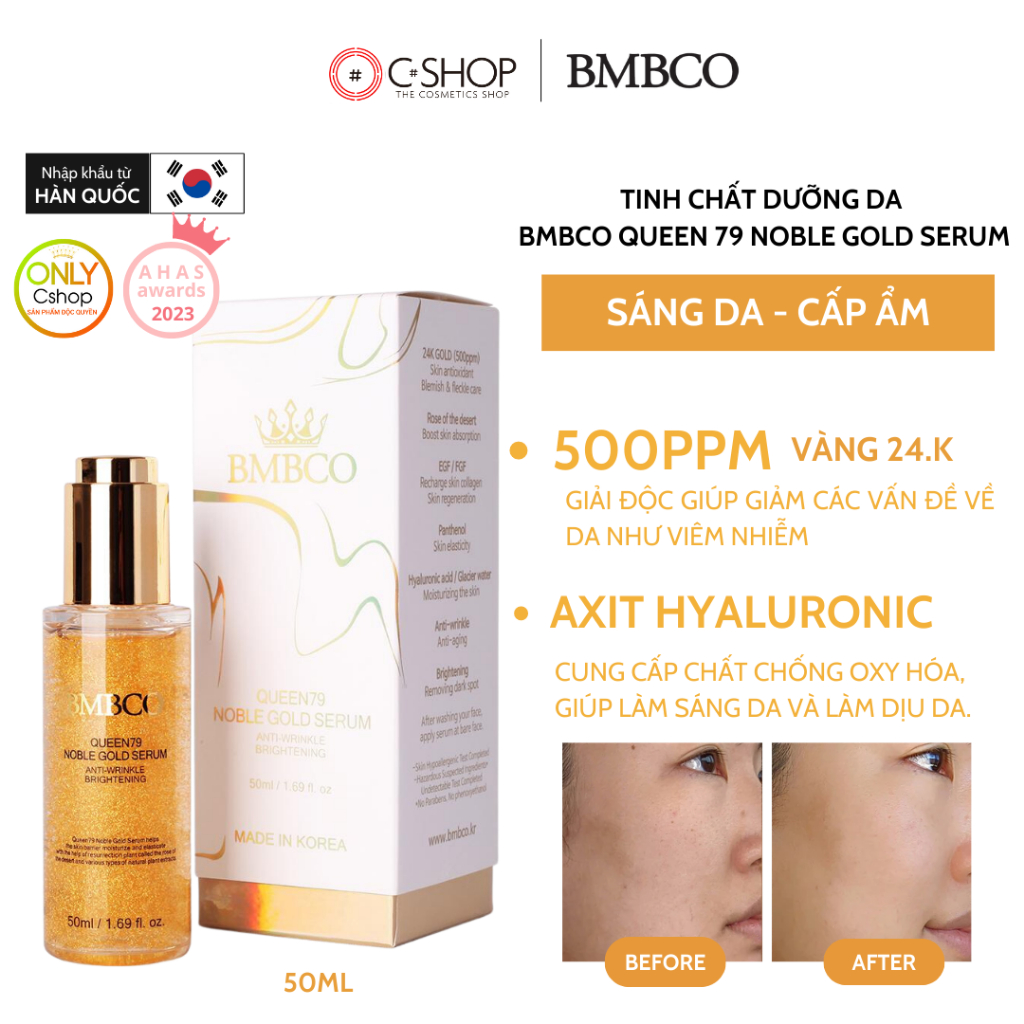 Tinh chất vàng sáng da cấp ẩm BMBCO Queen79 Noble Gold Serum_Mỹ phẩm chính hãng Hàn Quốc