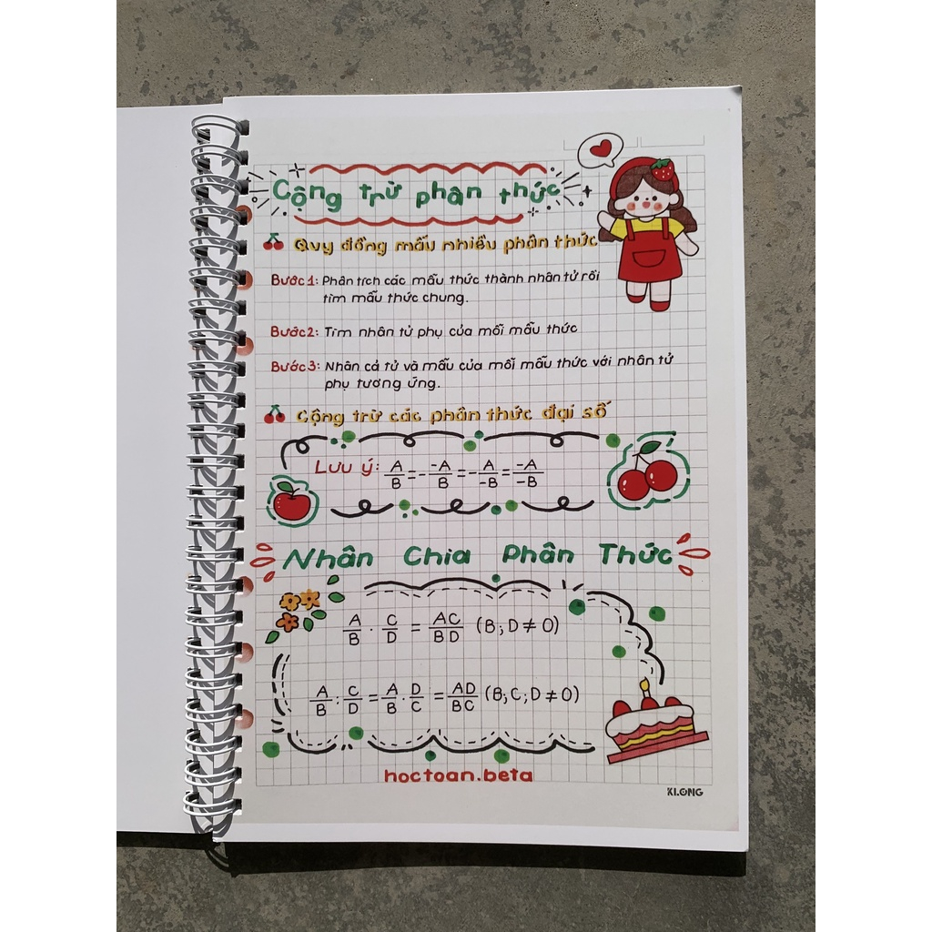 Sổ giấy trang trí sticker toán 8 đáng yêu TẶNG KÈM BỘ QUÀ CUTE