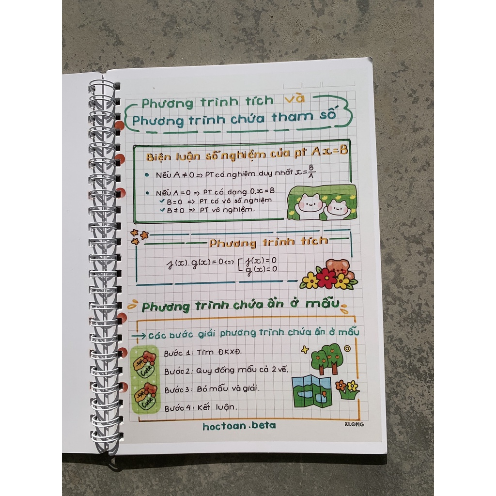 Sổ giấy trang trí sticker toán 8 đáng yêu TẶNG KÈM BỘ QUÀ CUTE