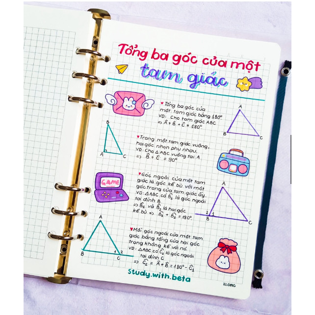 Sổ giấy lò xo, còng săt trang trí sticker toán 7 TẶNG BỘ QUÀ CUTE