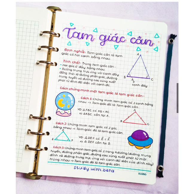 Sổ giấy lò xo, còng săt trang trí sticker toán 7 TẶNG BỘ QUÀ CUTE