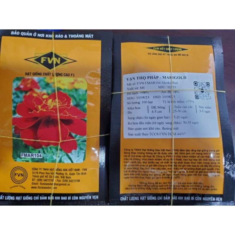 Hạt giống hoa vạn thọ Pháp ban mai FVN FMAR104 gói 100 hạt