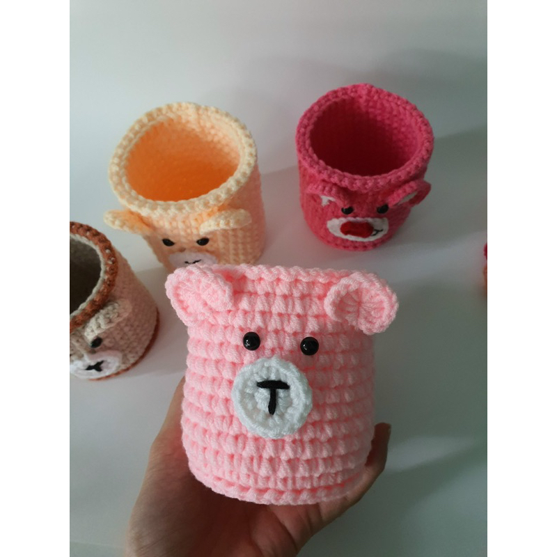 ❤️LỌ CẮM BÚT BẰNG LEN/Lọ cắm bút chú gấu cute bằng len handmade❤️