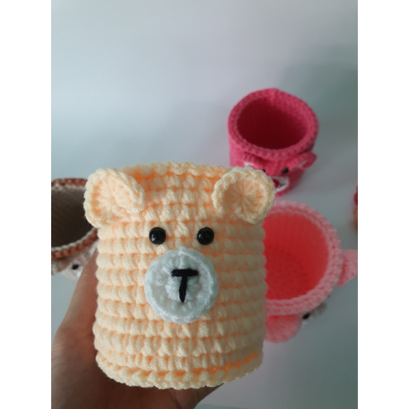 ❤️LỌ CẮM BÚT BẰNG LEN/Lọ cắm bút chú gấu cute bằng len handmade❤️