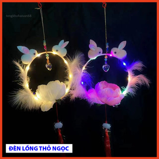 Đèn lồng trung thu thỏ ngọc có đèn led 7 màu nhấp nháy , đèn trung thu dễ thương