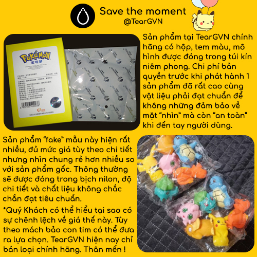 Mô hình Pokemon chính hãng  Pikachu, Psyduck, Bulbasaur, Squirtle, Charmander, Jigglypuff