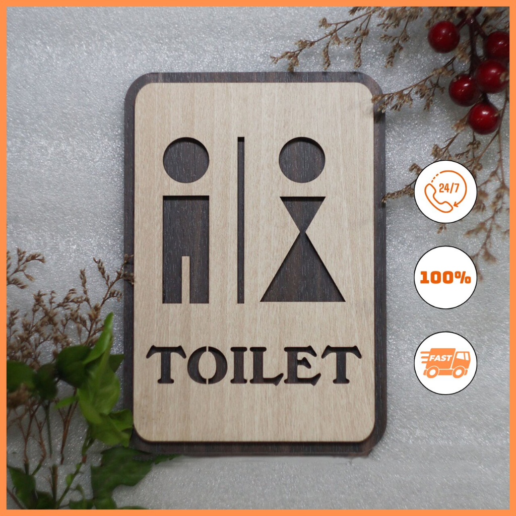 Bảng Gỗ "TOILET" - Decor Trang Trí Khách Sạn, Cửa Hàng, Nhà Hàng