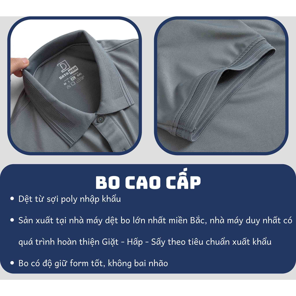Áo Polo Nam DATAMAN basic tay ngắn vải cá sấu trơn chất thoáng khí thoải mái - PLV2301