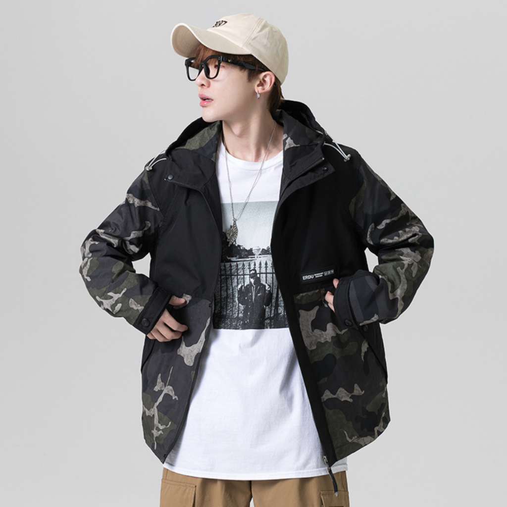 Áo Hoodie Vải Dù Polyester In Họa Tiết Có Mũ Phong Cách Ulzzang Hot Trend Siêu Bền, Chắc