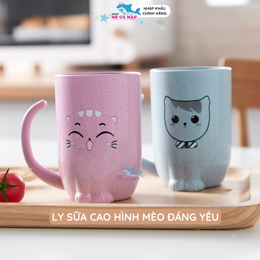 Khay Ăn Dặm Chia Ngăn Chất Liệu Lúa Mạch An Toàn Cho Bé, Bát Ăn Dặm Cho Bé Hình Mèo Đáng Yêu