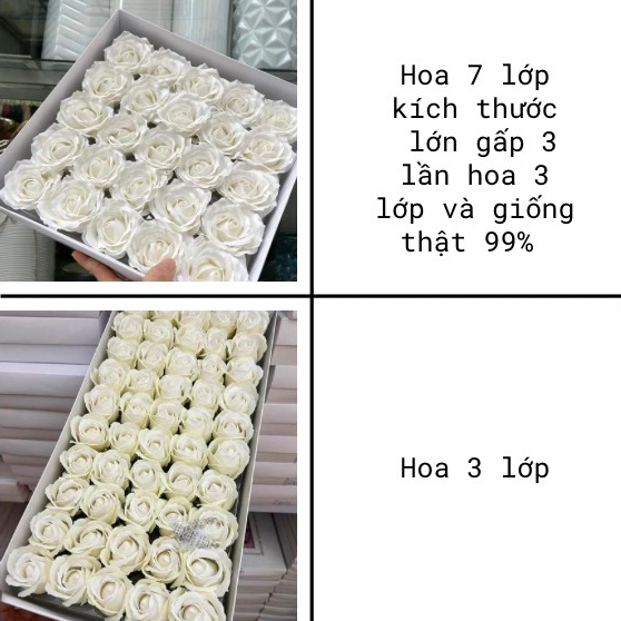 Bó hoa sáp 7 lớp màu trắng giống thật gói vải dạ tweed phong cách ullzang 10-20 bông